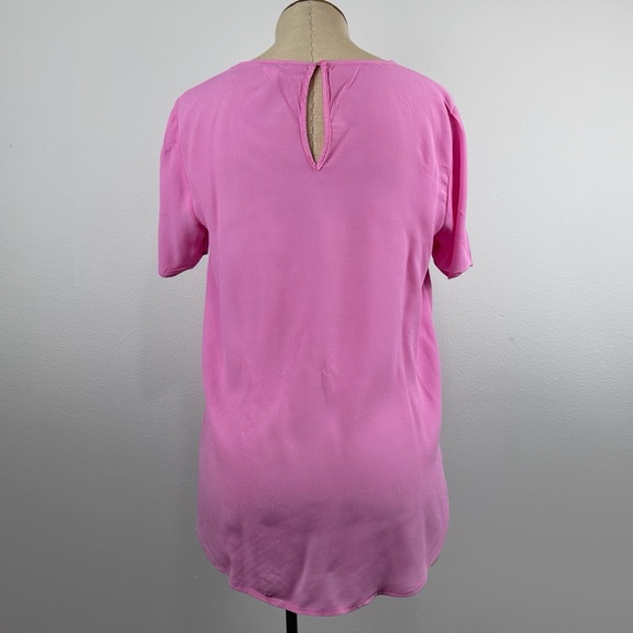 H&M Bubblegum Pink Short Sleeve Blouse Top Viscose Size 4 - Picture 4 of 8